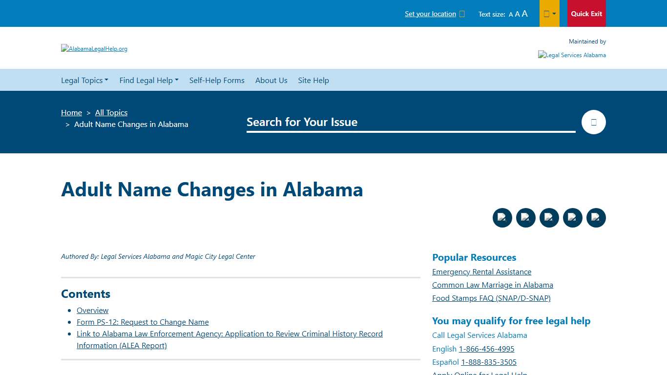 Adult Name Changes in Alabama AlabamaLegalHelp.org A guide to free and low-cost legal aid, assistance & services in Alabama